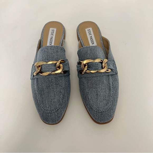 Steve Madden Cassady Loafer Mule In Light Denim Color- New In Box - Reemoly - Picture 3 of 10